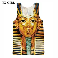 Новые летние футболки без рукавов для мужчин/женщин, повседневные топы на бретелях с 3D принтом египетского фараона, жилет, брендовые топы на бретелях, жилет, размер S-5XL