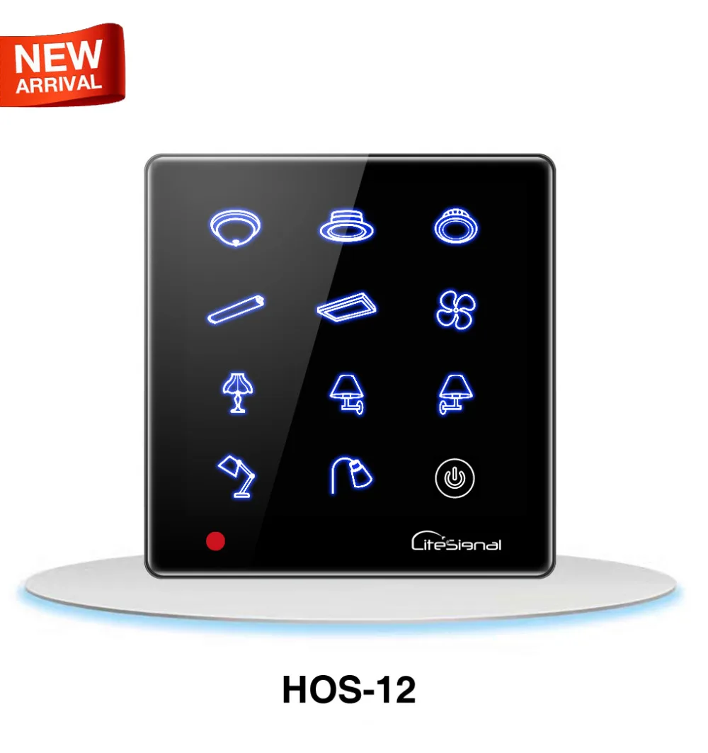

New smart home switch touch panel 4 gang wall switch with remote control offsite control - HOS-12