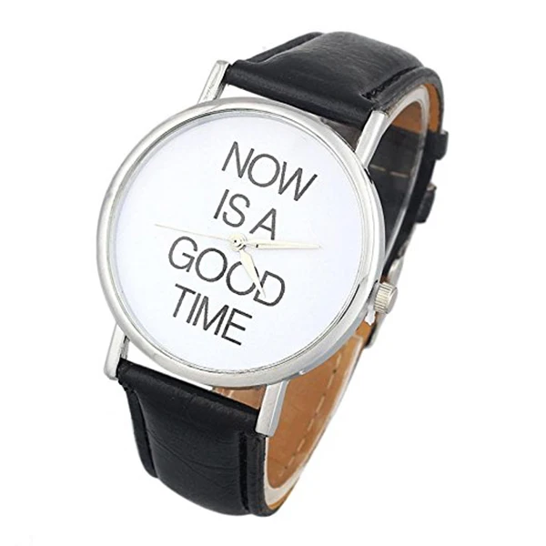 

NOW Is a Good Time Womens Leather Band Analog Quartz Dial Wrist Watch