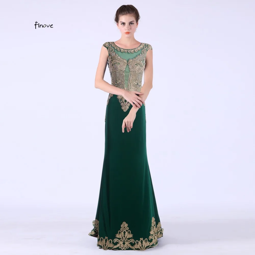 

Finove 2019 Black Evening Dresses Long Crystal Beaded Lace Mermaid Prom Gowns Elegant Sleeveless Party dress robe de soiree