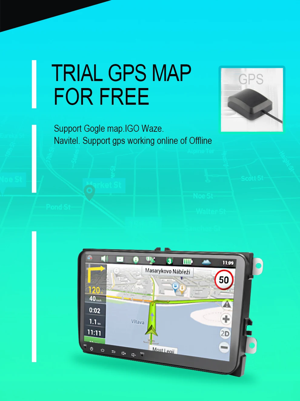 9 дюймов Android 8,1 двойной 2Din автомобильный Радио GPS авто радио 2 Din USB для Volkswagen/Passat/GOLF/Skoda/Seat Wifi bluetooth 2din