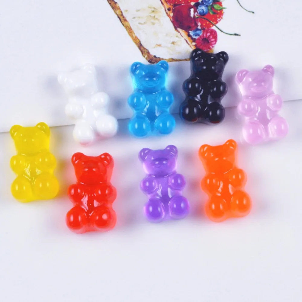 

20pcs/lot Mixed 11X17mm Candy Color Kawaii Resin Teddy Bear Flatback For Kids Hair Scrapbooking Mobile Decoration Favor