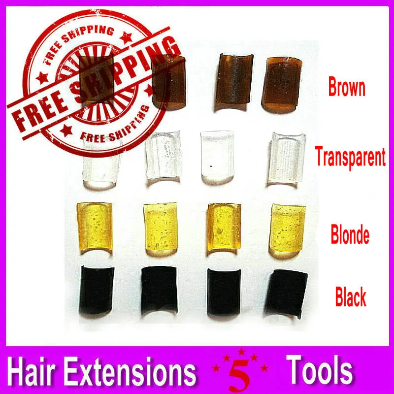 1000Pcs Glue Nail Tip Keratin Nail Tip U Tip For Pre Bonded Hair Extensions, Black Brown Blonde Transparent 4 Colors Optional