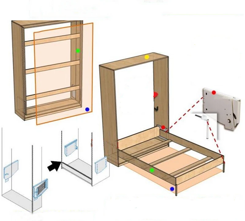 DIY Мерфи стенная кровать аппаратный Комплект складной механизм кровати HM117