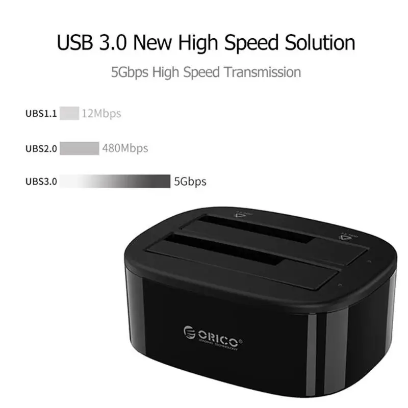 ORICO 6228US3 двойной отсек док-станция для жесткого диска USB 3,0 внешний корпус для 2,5/3,5 дюймов HDD/SSD чехол-адаптер