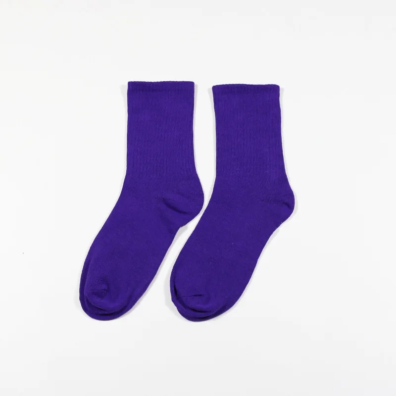 Новые однотонные хлопковые носки, носки для скейтборда в стиле Харадзюку ярких цветов, повседневные спортивные мужские носки - Цвет: Фиолетовый