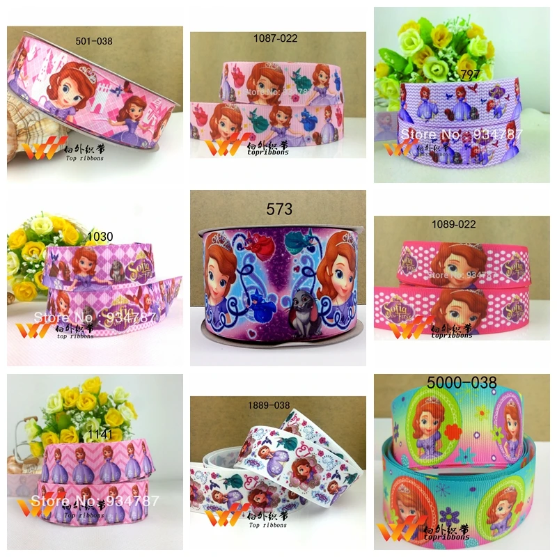 

Free shipping 50 yard per size sofia ribbon printed grosgrain ribbon 573