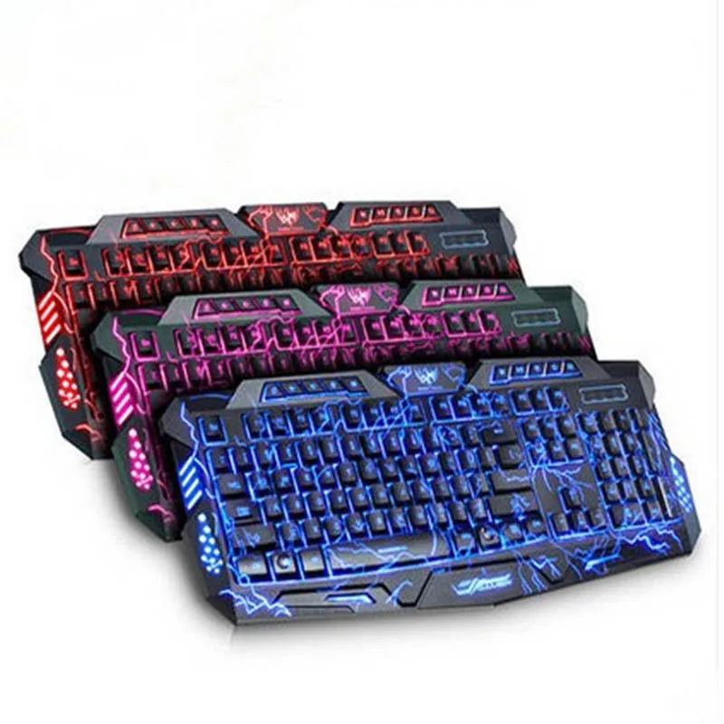 

M200 English Mechanical Wired Gaming Keyboard LED Backlit Cable Keyboard With Burst Crack Water Proof Keyboards for Gamer PC