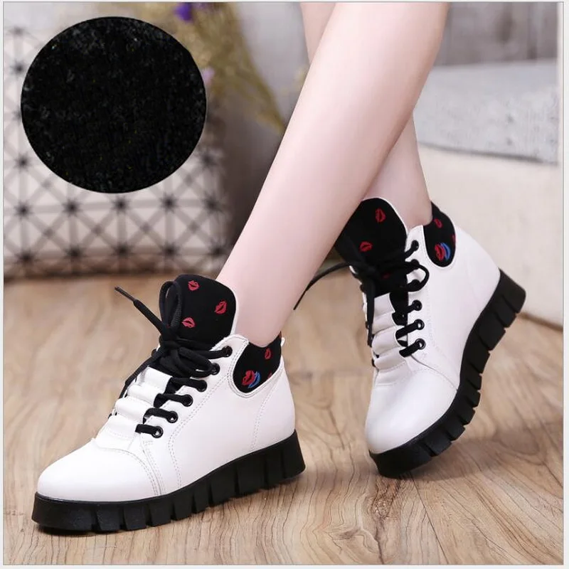 

Autumn Women shoes New Fashion Wedge Platform Ankle Boots Winter Warm Red Black Snow Boots casual running shoes