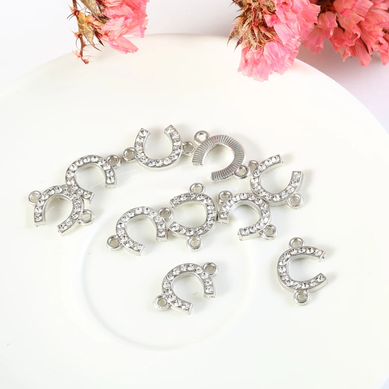 10pcs Inlay Rhinestone Infinite Symbol Charms Pendant Connector Jewelry Findings