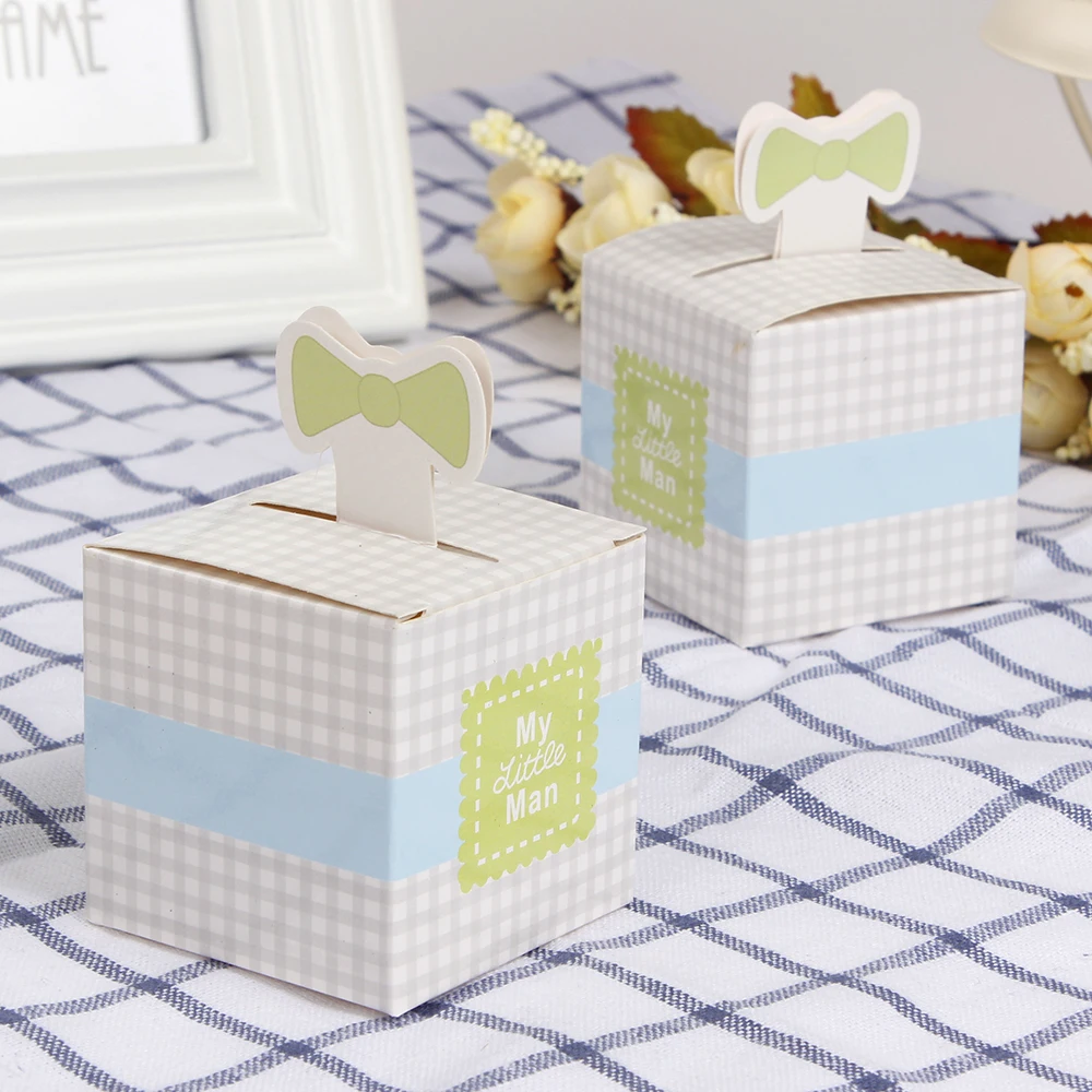 12 шт./лот &quotMy Little Man&quot Baby Shower сувениры Милая коробка для галстука конфет сувенир