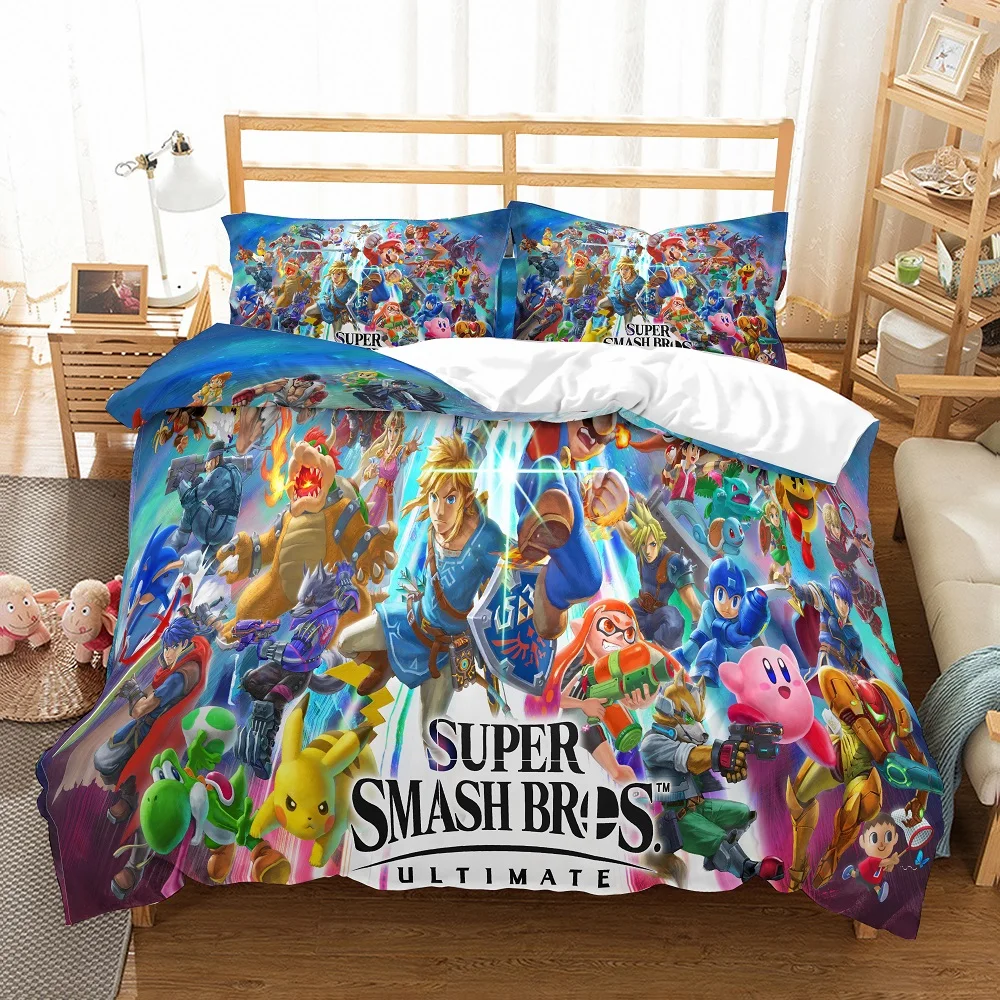 Cartoon Mario Bedding Set 3d Print Super Smash Bros Ultimate Duvet