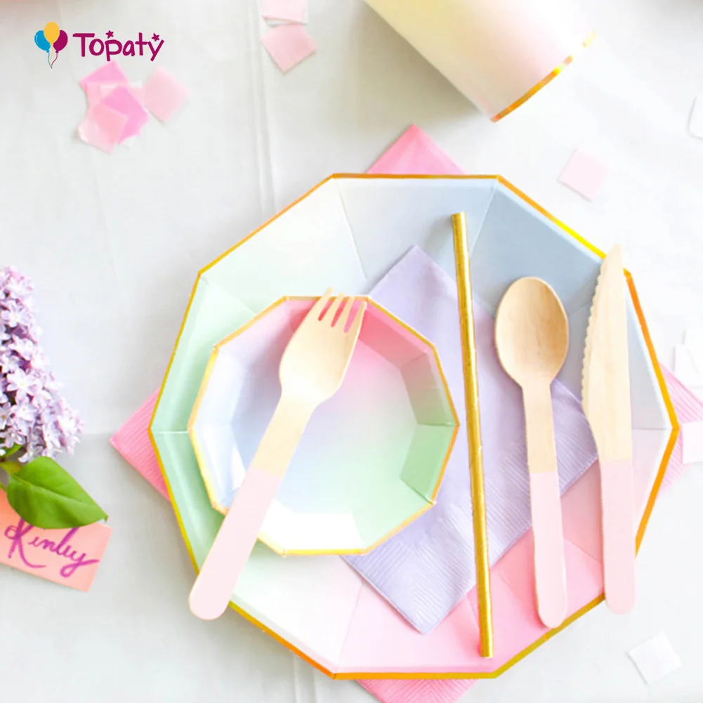 Party Paper Plates Cups Colorful Disposable Tableware For Event Theme