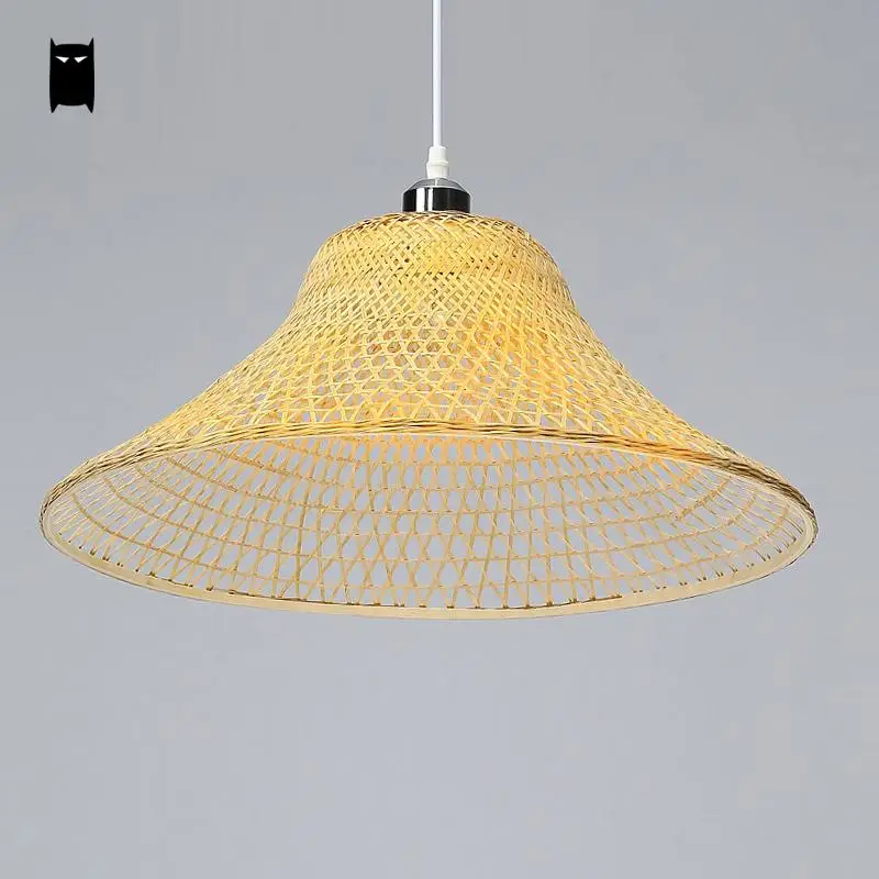 

Bamboo Wicker Rattan Cap Lampshade Pendant Light Fixture Rustic Asian Japanese Suspension Lamp Design Tea Dining Room Restaurant