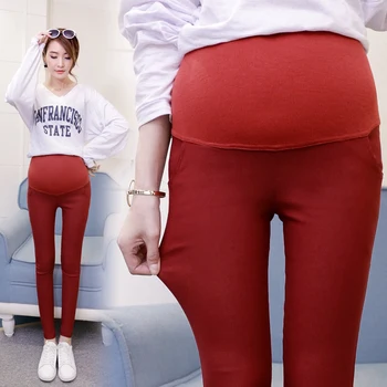 

2020 spring and summer pregnant women pencil pants candy color big code care belly Slim wild pants trousers