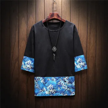 

Free shipping summer Linen male big o-neck t shirt Chinese style fat guy plus size men's Casual half sleeve T-shirt 5XL M-5XL