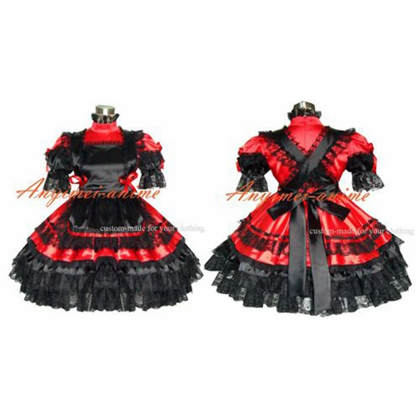 

Sexy Sissy Maid Satin Red Dress Lockable Uniform Cosplay Costume Tailor-made[G359]