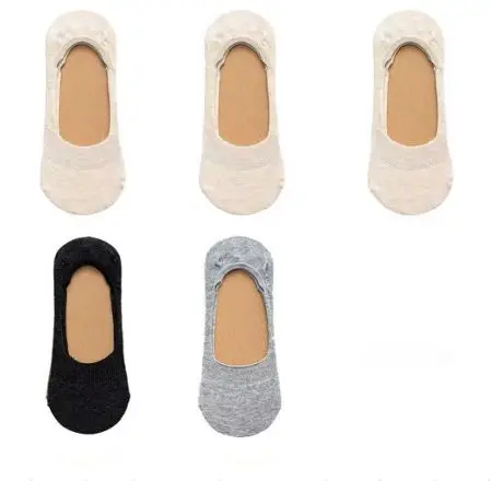 5 пар/лот новые женские носки сплошной цвет невидимые женские короткие носки летние тонкие нескользящие носки-башмачки для девочек TJ233 - Цвет: 5 pairs
