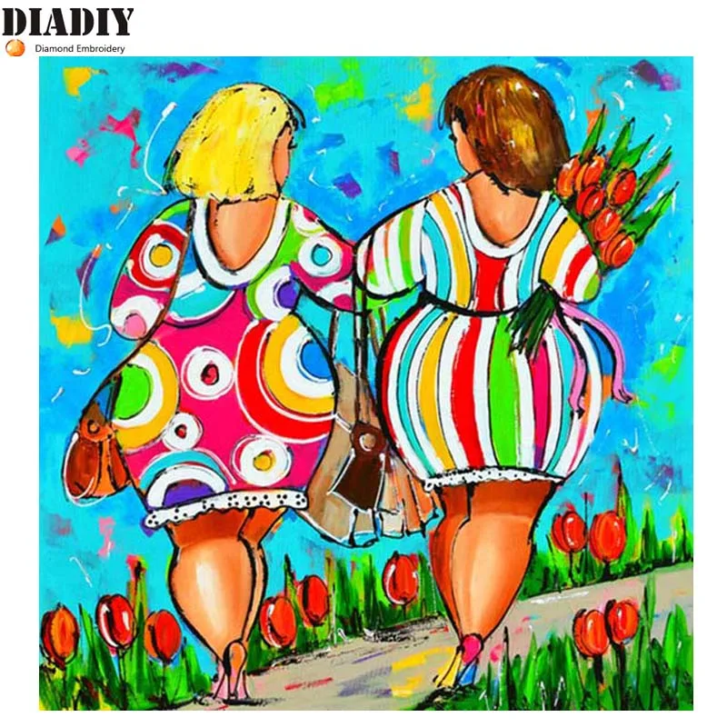 

5D DIY Diamond Painting dikke dames Embroidery Full round Diamond Cross Stitch Rhinestone Mosaic Painting Decor cartoon