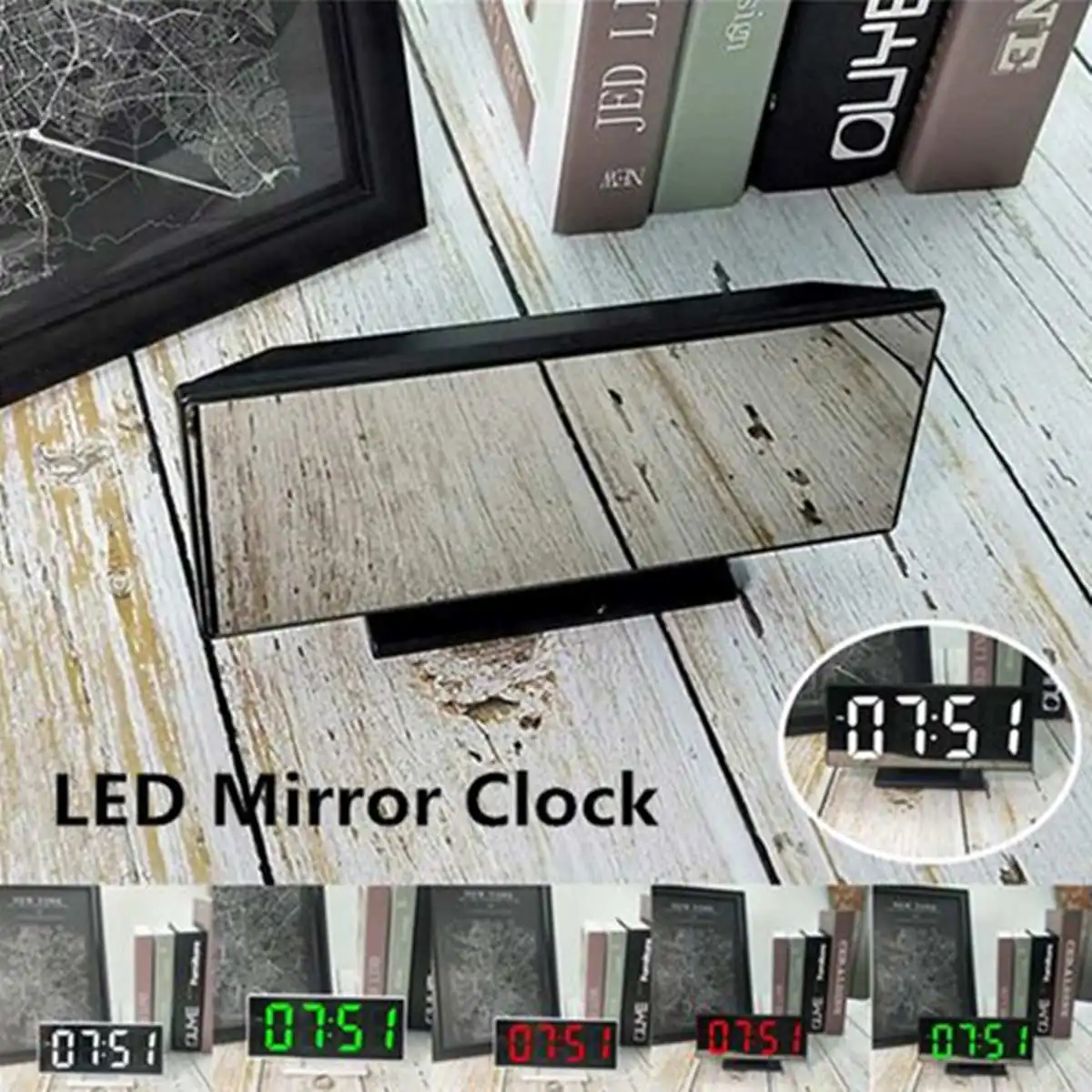 Электронные зеркальные часы светодиодный Будильник цифровые часы USB цифровой 12 H/24 H функция повтора термометр настольные часы