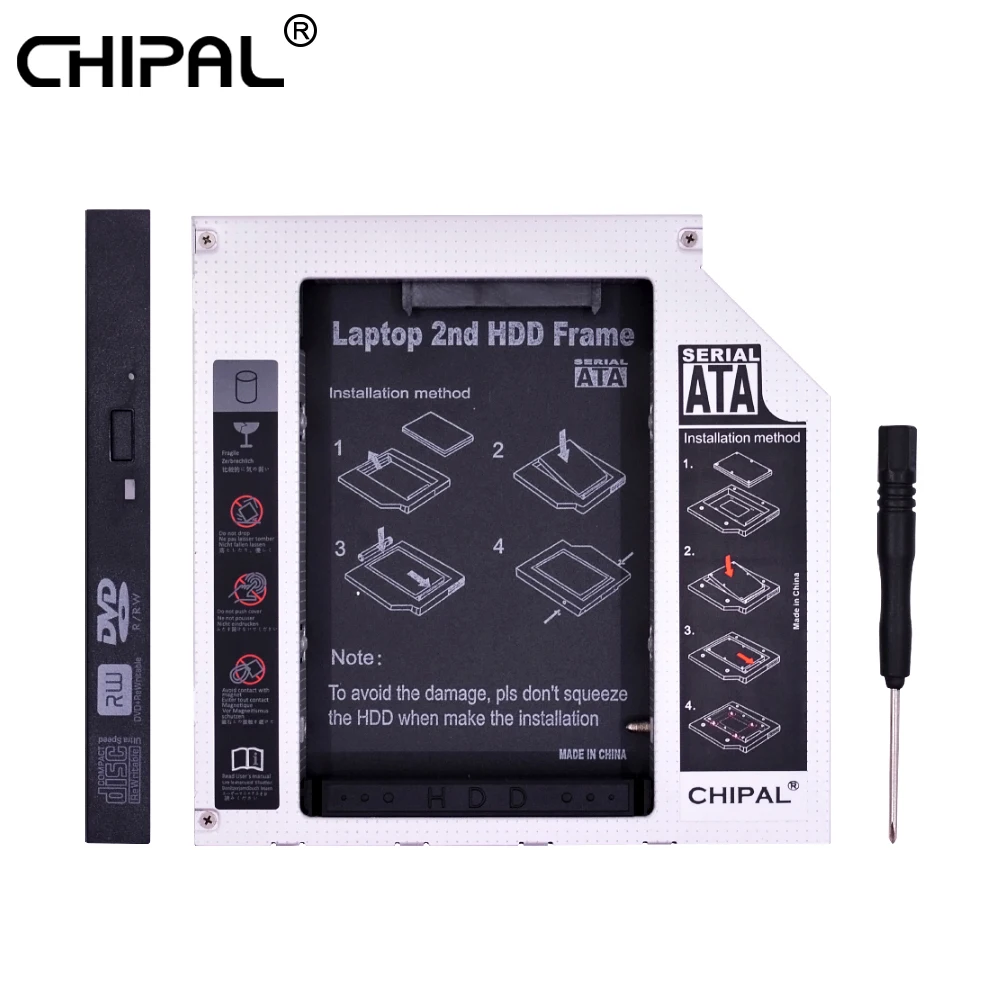 CHIPAL 2nd HDD Caddy 12,7 мм PATA IDE to SATA 3,0 для 2," SATA III чехол для SSD, HDD корпус для ноутбука ODD CD-ROM DVD-ROM Opticbay