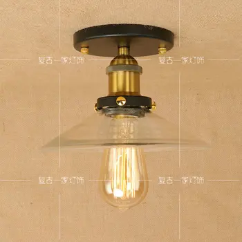 

Vintage LED ceiling light dining room balcony Transparent glass Iron restaurant bedroom living room ceiling lamp RCL0016