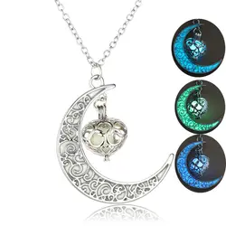 2019 Мода Луна и сердце светящееся ожерелье женское ожерелье с подвеской 3 цвета Винтаж светится в темноте ювелирные изделия для украшения