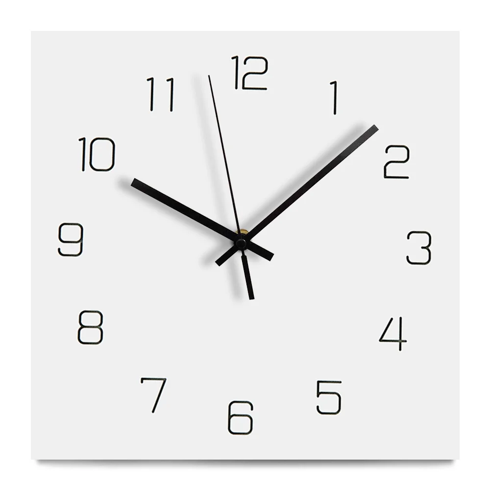 Square Wood Wall Clock Modern Design Silent Digital Decorative Clock Arabic Numerals Wooden Hanging Wall Clocks Home Decor