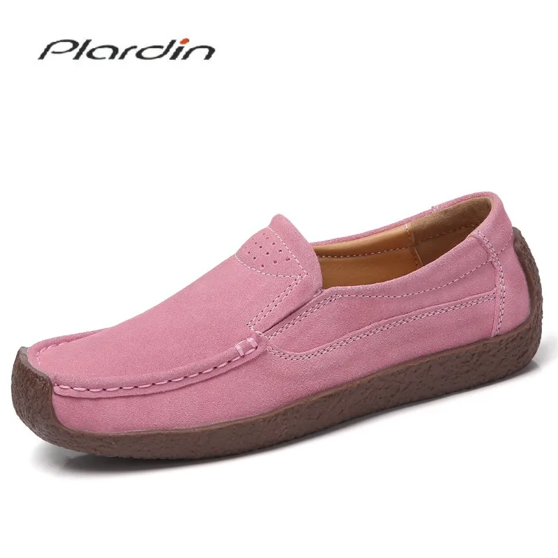 

Plardin Women Moccasins Women's Flats Genuine leather Shoes Woman Lady Loafers Slip On Suede Shoes mocasines mujer Spring Autum