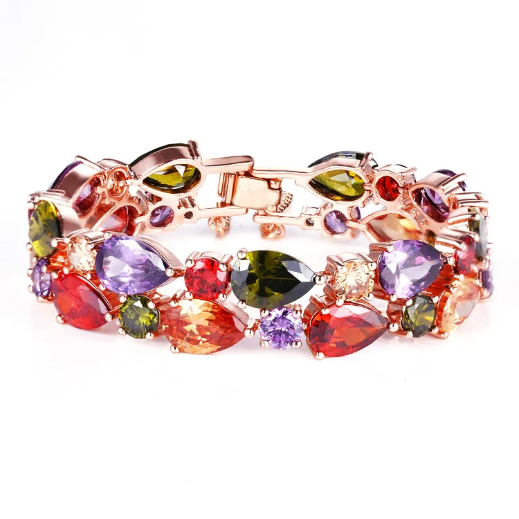Триплекс ряд Мона Лиза многоцветные кубические циркониевые браслеты роскошные свадебные браслеты для женщин подарок Вечерние