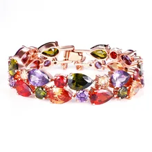 Триплекс ряд Мона Лиза многоцветные кубические циркониевые браслеты роскошные свадебные браслеты для женщин подарок Вечерние