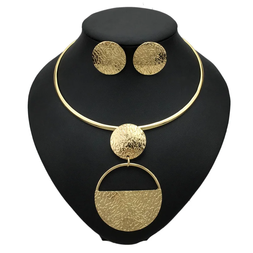 

Punk Style Fashion Jewelry For Women Metal Geometric Choker Necklaces Earrings Set Statement Accessories UKMOC