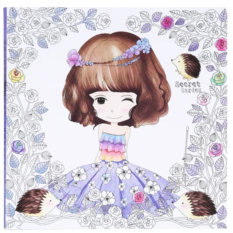 

2019 NEW 1pc Secret Garden Children Flower Girl Antique Colorful Paper Drawing Book Graffiti Painting Stationery Art Supplies