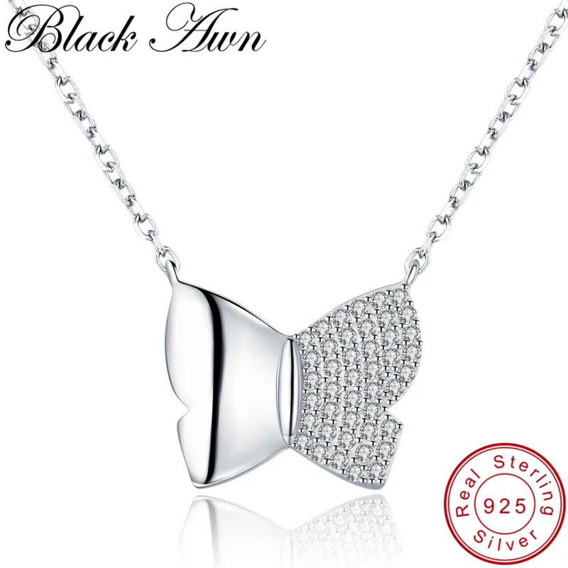 Женское колье с бабочкой BLACK AWN изящное ювелирное изделие из стерлингового