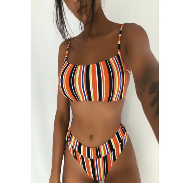 US $10.21 New Sexy Bikinis 2019 Swimming Suits for Women Swimwear High Waist Bikini Set Floral Bandeau Female
