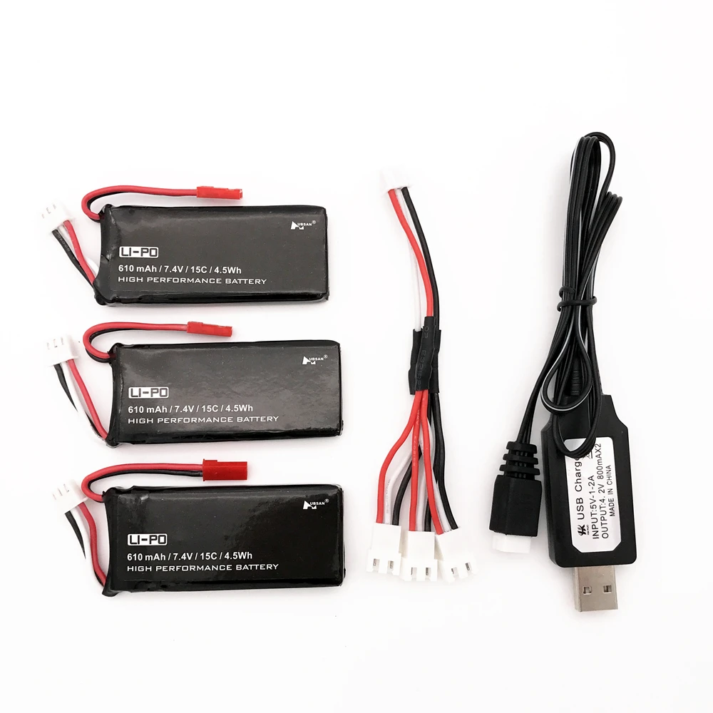 Hubsan X4 H502S H502E 7,4 V 610mAh lipo аккумулятор 15C 4.5WH аккумулятор с usb зарядным устройством набор для радиоуправляемого квадрокоптера дрона запчасти