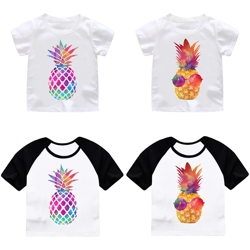 

ZSIIBO Pineapple T-shirt Fashion Girls costume Summer ananas New Vogue short sleeve Tees Kids Boy tops Children clothes CX6L122