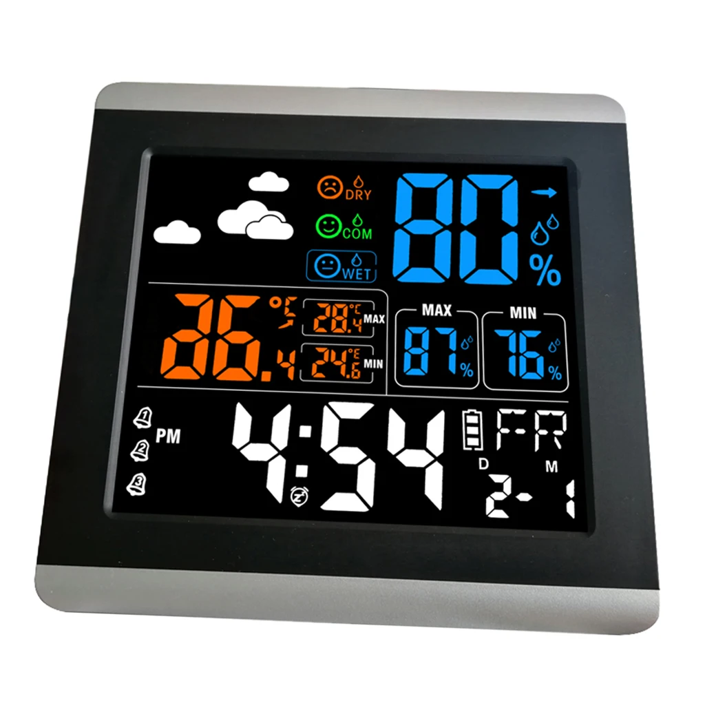 Large Screen LCD Digital Table Alarm Clock Wall Clock With Temperature Calendar Hygrometer