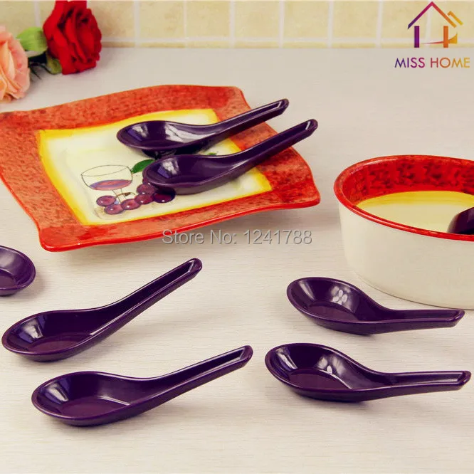 (12 pieces/set Purple) Plastic Scoops Soup Spoons In High Quality (MH 1044)soup spoonplastic