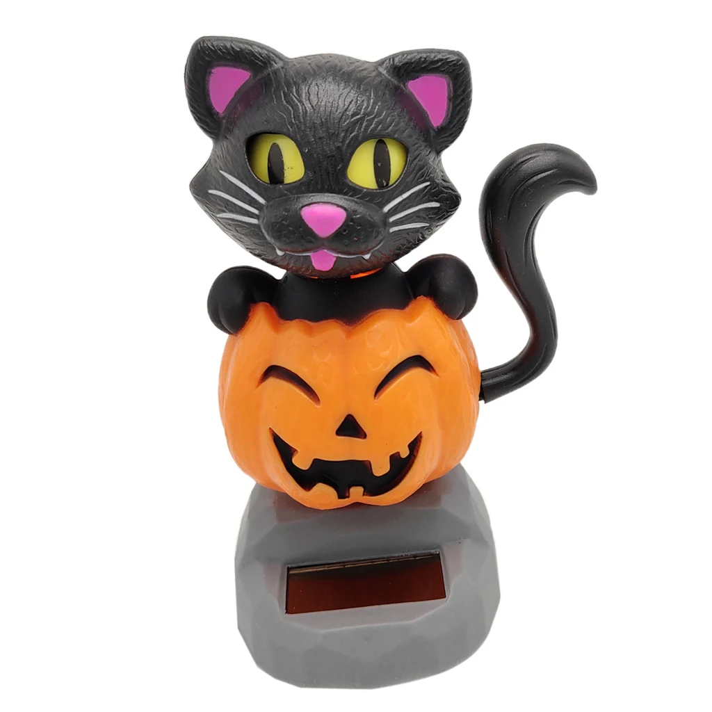 Cartoon Solar Powered Dancing Pumpkin Cat Swing Figure Model Toy Dashboard Car Desk Decoration