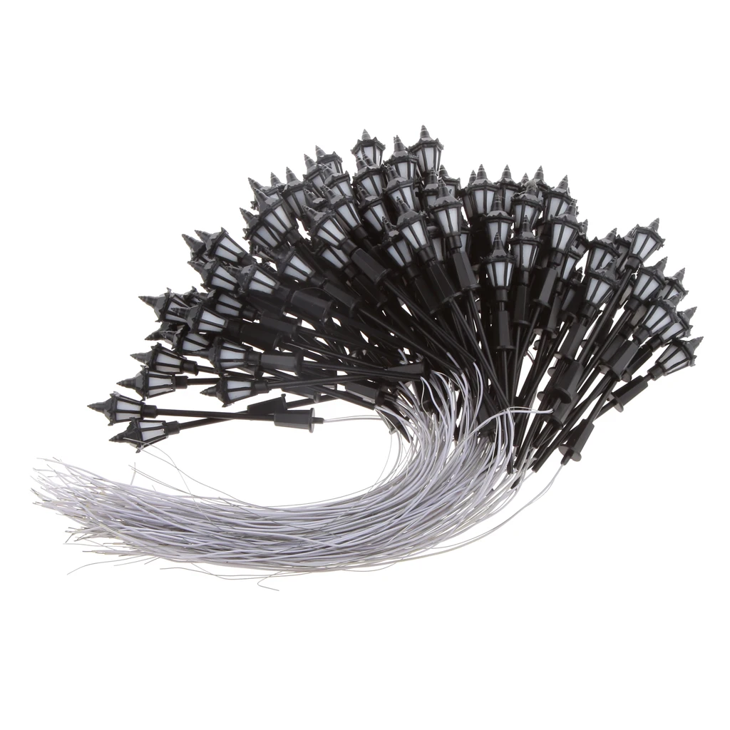 Pack of 100pcs Model HO Railway Train 3V LED T01 Lamppost Street Lights w/ Single Head