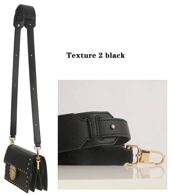 BAMADER High Quality Genuine Leather Bag Strap Ladies Wide Shoulder Strap 81CM-118CM Adjustable Fashion Women's Bag Accessories - Цвет: Texture 2 black