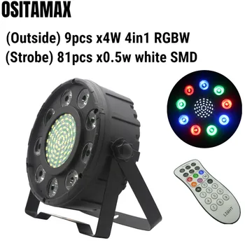 

20pcs/lot 9x4w LED Flat Par Light Par 64 RGBW 4IN1 81x0.5w SMD IR Remote LED Par Lamp Par LED Stage Light