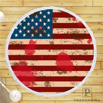 

Custom DIY Customized Microfiber Fabric american flag (1)@1 Round Beach Blanket Towel Printed on Demand 150cm #19-01-28-80