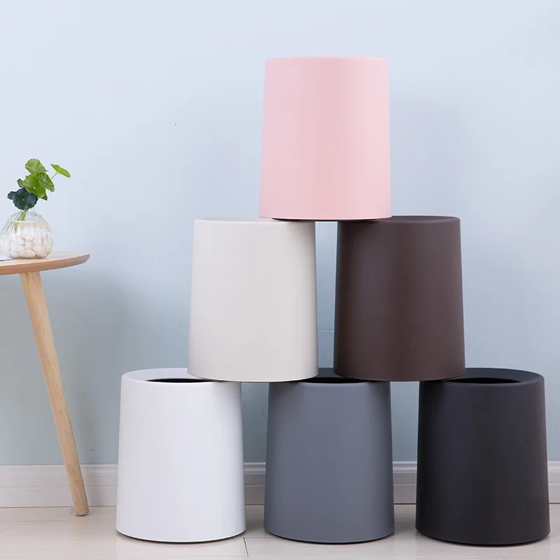 

Nordic Plastic Matte Trash Bin 8L/12L Double-layer Without Lid Garbage Cans Waste Storage Bucket Home Bathroom Kitchen Organizer