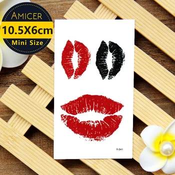 

Waterproof Temporary Tattoo Sticker Sexy red lips tattoo Water Transfer Flash Tattoo fake tattoo for women men kids #041