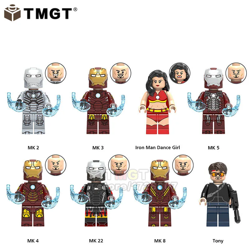 

Single Sale Super Heroes Toy Iron Man Dance Girl Series MK 2 Personnage Bricks Juguete Building Blocks Toy Gift