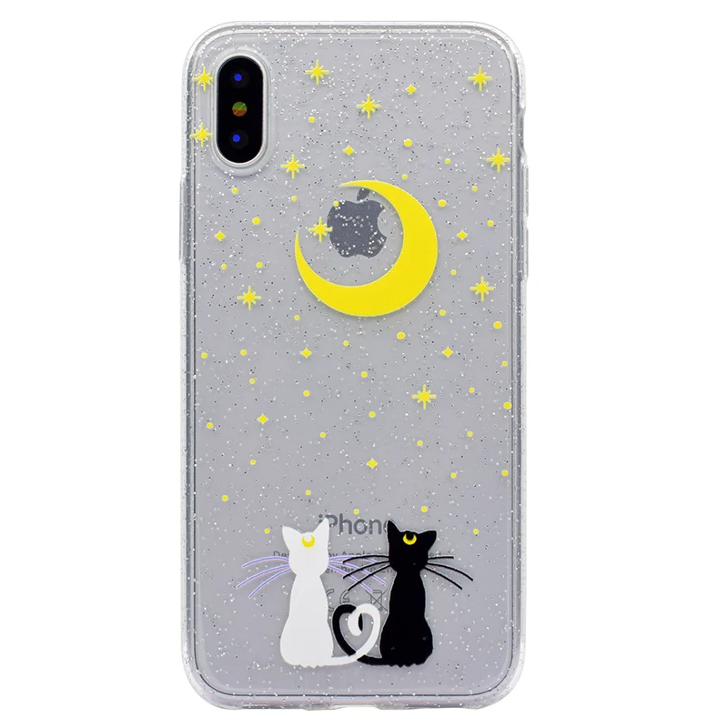 Cute cartoon glitter silicone case iphone x (9)