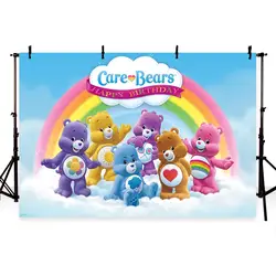 Изготовленный На Заказ Care Bears для дня рождения облака Радуга фотографии фоны Высокое качество компьютер печати вечерние фон для фотосъемки