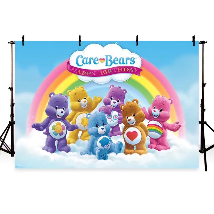 

custom care bears birthday clouds rainbow photography backgrounds High quality Computer print party photo backdrop